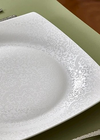 Beden beyaz Renk Karaca Beyaz Desenli Porselen Yemek Takımı