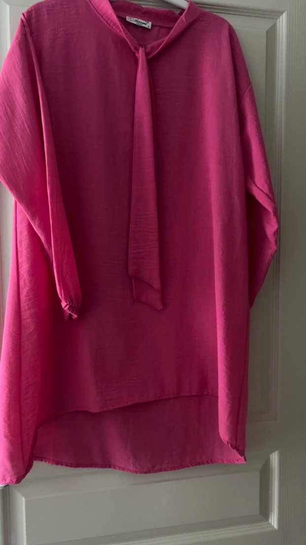 Pembe Uzun Kollu Salaş Kadın Tunik - Görsel 2