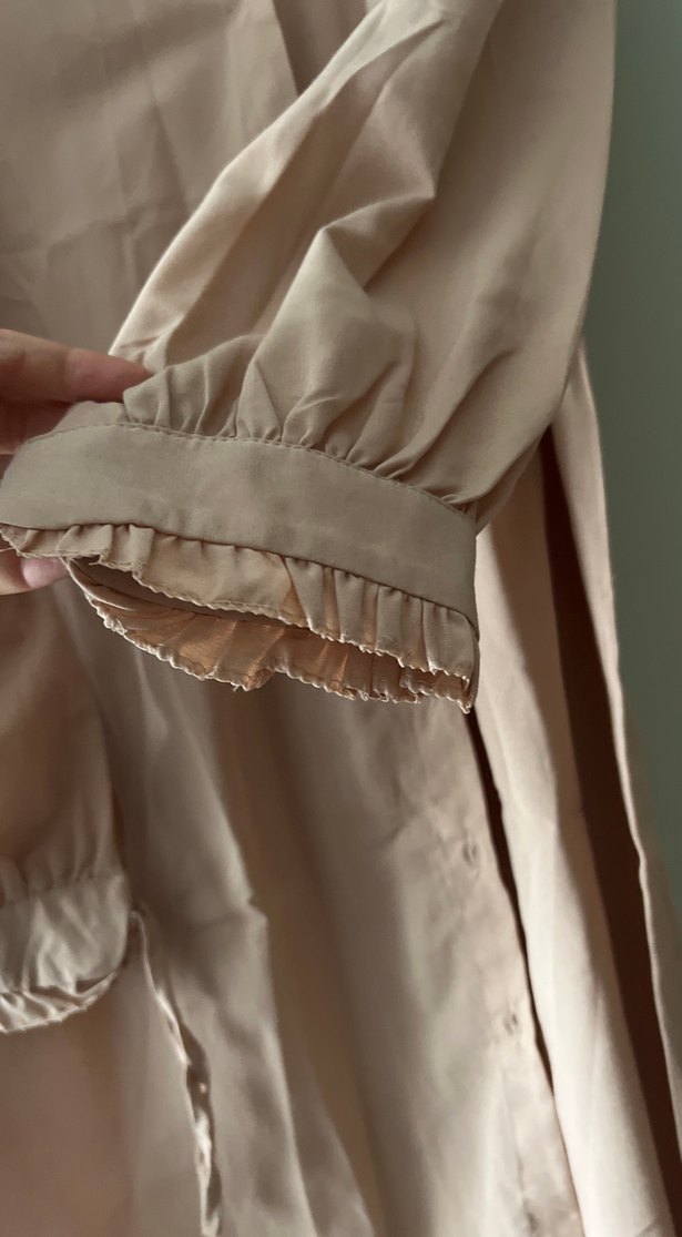 Düğmeli Bej Hamile Midi Bluz - Görsel 2