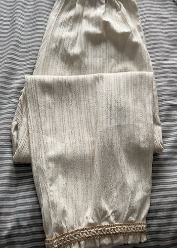 xl Beden beyaz Renk Püsküllü Uzun Kollu Beyaz Bohem Keten Tunik