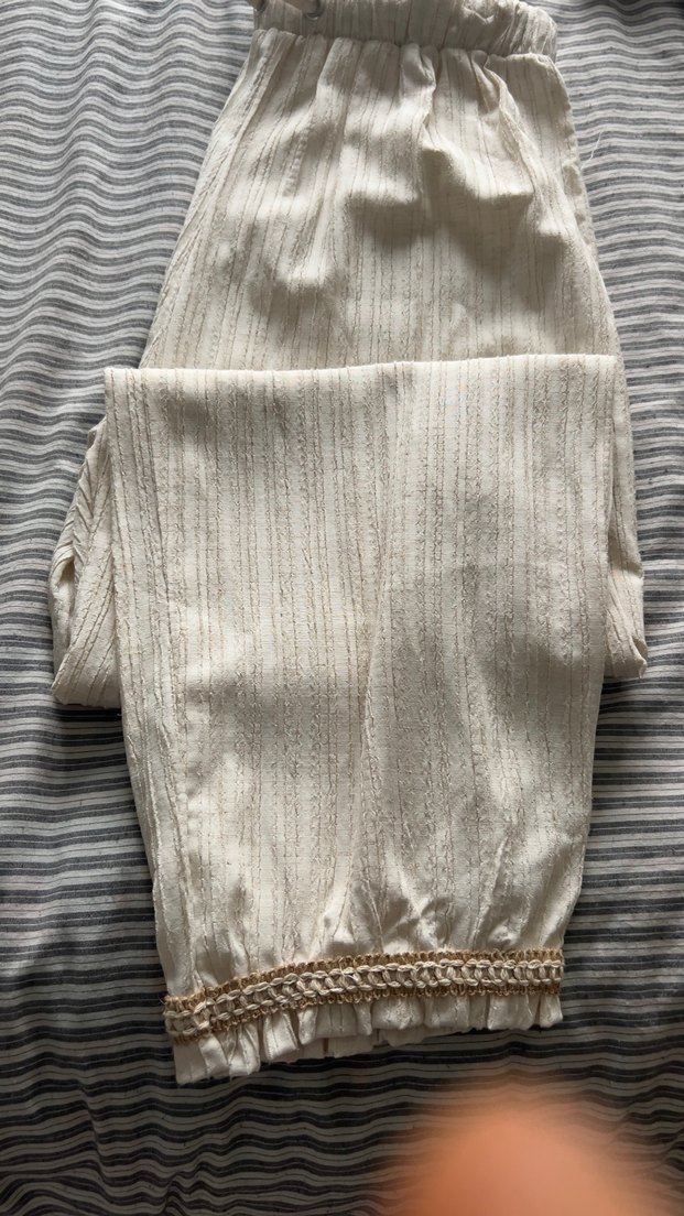 Püsküllü Uzun Kollu Beyaz Bohem Keten Tunik - Görsel 4