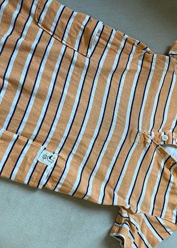 Erkek Çocuk Kahverengi Çizgili Kısa Kollu tulum - Görsel 2