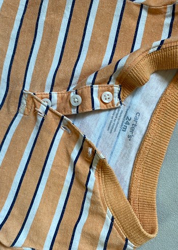 Erkek Çocuk Kahverengi Çizgili Kısa Kollu tulum - Görsel 3