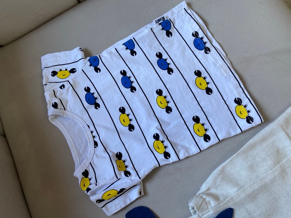 Renkli Baskılı Beyaz Erkek Çocuk Tulum ve Tişört - Görsel 3