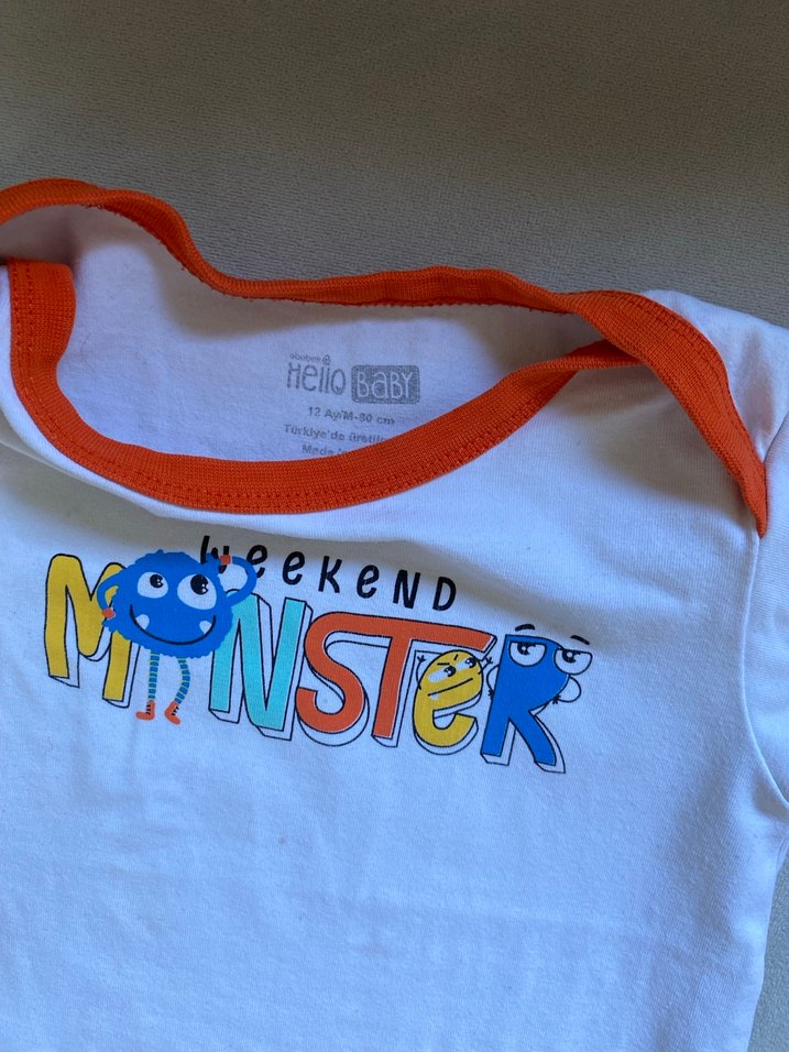 Bebek Erkek Renkli Baskılı Kısa Kollu Takım - Görsel 2