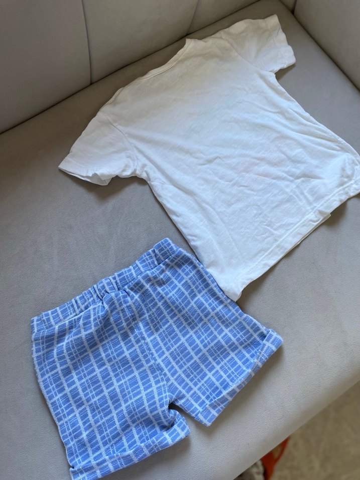 Mavi Baskılı Pamuklu Bebek Erkek Takımı - Görsel 3