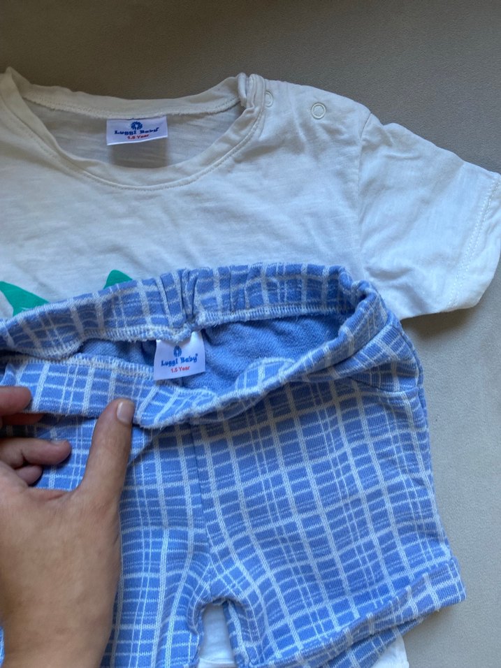 Mavi Baskılı Pamuklu Bebek Erkek Takımı - Görsel 2