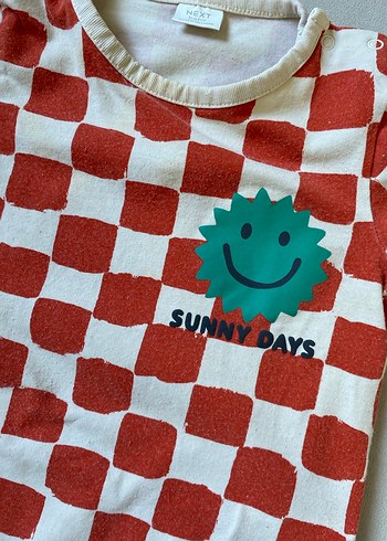 Kısa Kollu Kareli Bebek Tulum - Görsel 3