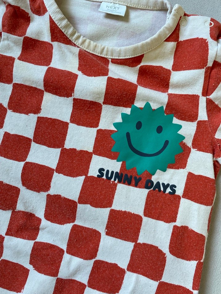 Kısa Kollu Kareli Bebek Tulum - Görsel 3