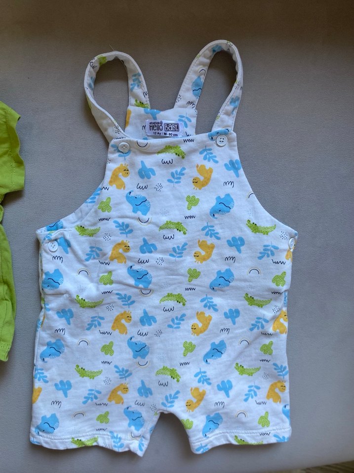 Renkli Desenli Erkek Çocuk Kısa Tulum - Görsel 4