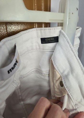 Beyaz Normal Boy Kadın Denim Pantolon - Görsel 2