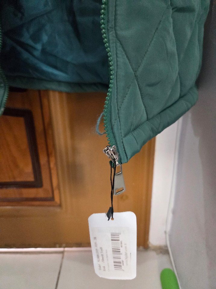 Parlak Yeşil Kadın Midi Mont Fermuarlı - Görsel 4