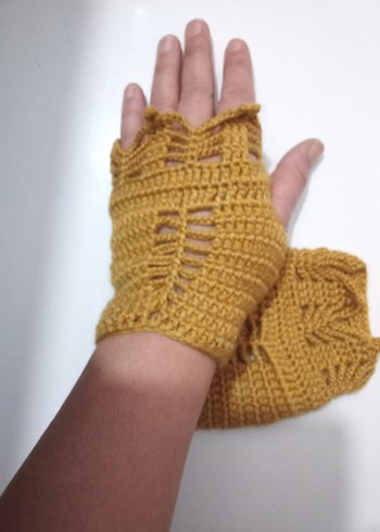 Turkuaz Örgü Kadın Eldiveni - Görsel 5