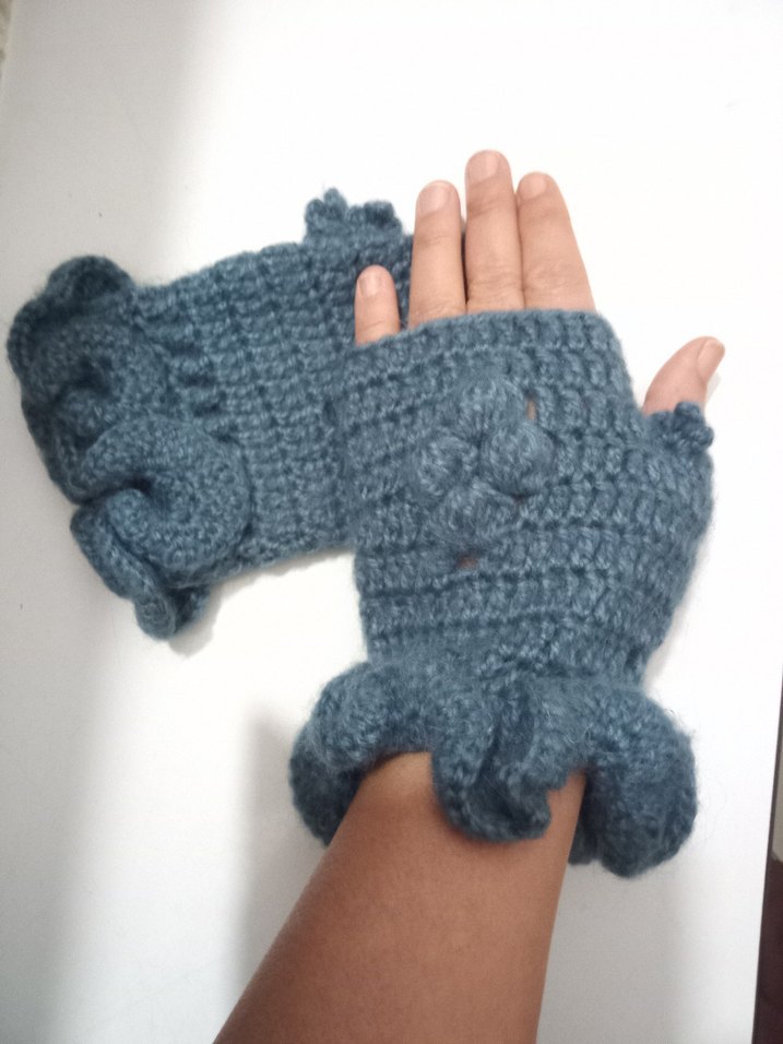 Turkuaz Örgü Kadın Eldiveni - Görsel 2