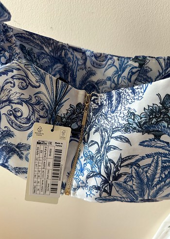 xs Beden mavi Renk Mavi beyaz korse crop