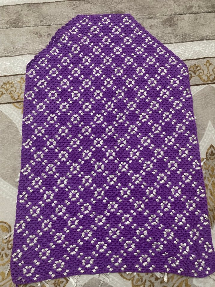 El örgüsü kurdeleli çeyizlik seccade - Görsel 3