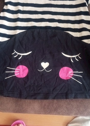 Düğmeli Siyah Baskılı Goth Kedi Kıyafeti - Görsel 4