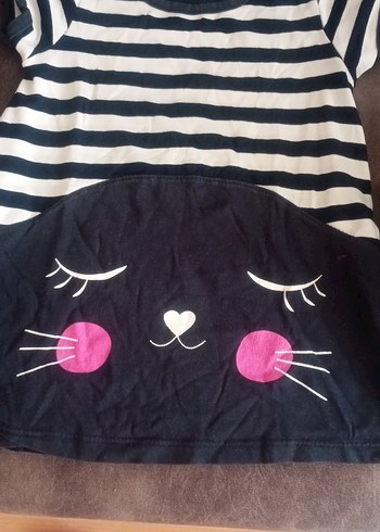 Düğmeli Siyah Baskılı Goth Kedi Kıyafeti - Görsel 2