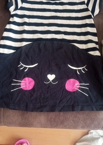 Düğmeli Siyah Baskılı Goth Kedi Kıyafeti - Görsel 5