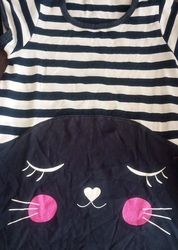 Düğmeli Siyah Baskılı Goth Kedi Kıyafeti - Görsel 3