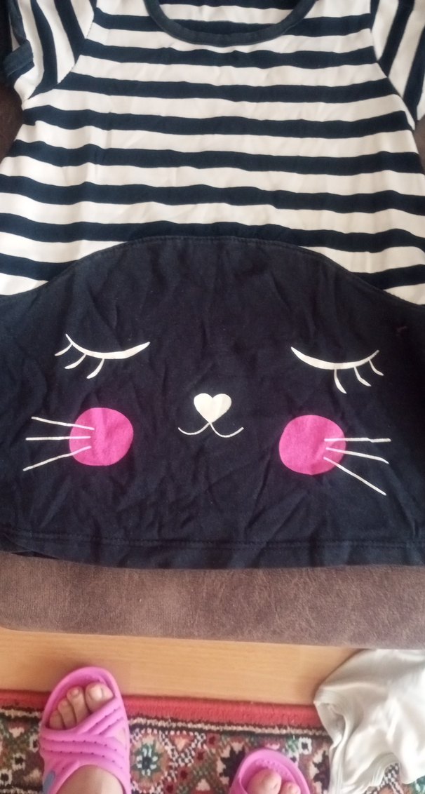 Düğmeli Siyah Baskılı Goth Kedi Kıyafeti - Görsel 4