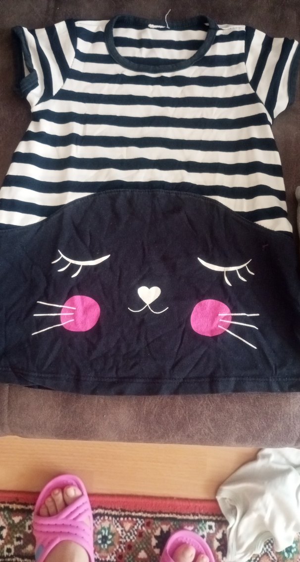 Düğmeli Siyah Baskılı Goth Kedi Kıyafeti - Görsel 5