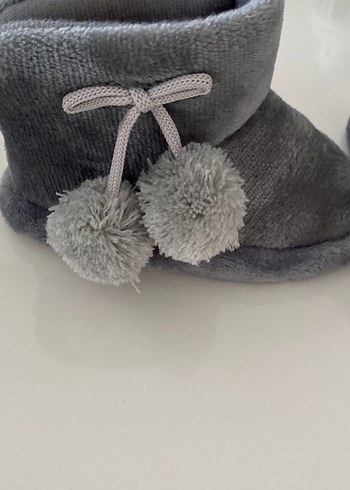 Çocuk Gri Sıcak Peluş Ev Terliği - Görsel 2