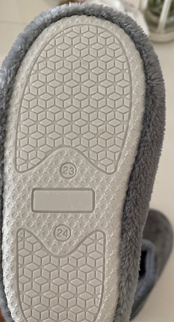 Çocuk Gri Sıcak Peluş Ev Terliği - Görsel 3