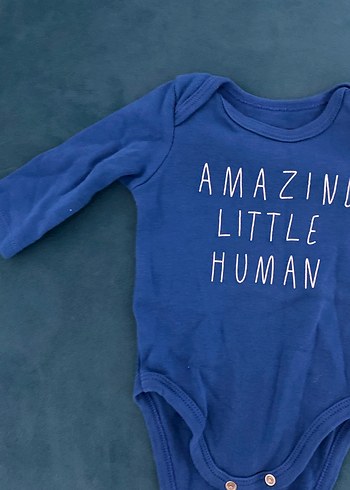 Mavi Baskılı Uzun Kollu Bebek Body - Görsel 2