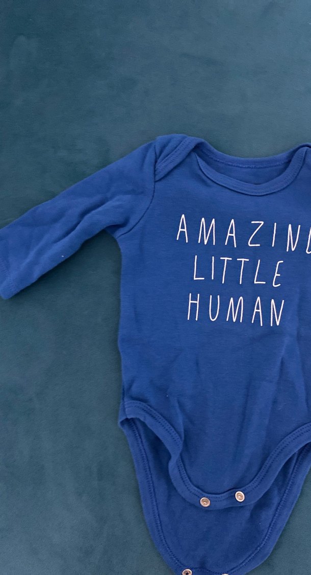 Mavi Baskılı Uzun Kollu Bebek Body - Görsel 2