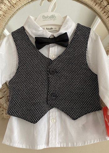 Gri Örgü Pamuklu Erkek Bebek Takımı - Görsel 2