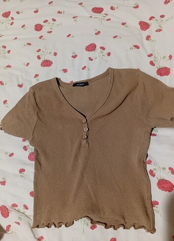 Triko kısa kollu crop üst 