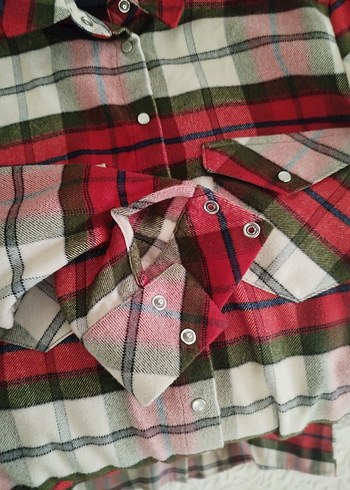 Kadın Çok Renkli Ekose Düğmeli Gömlek - Görsel 3