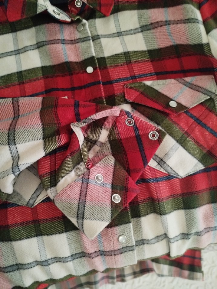 Kadın Çok Renkli Ekose Düğmeli Gömlek - Görsel 3