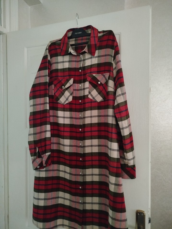 Kadın Çok Renkli Ekose Düğmeli Gömlek - Görsel 2