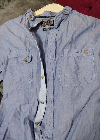 Mavi Denim Düğmeli Erkek Gömlek - Görsel 2