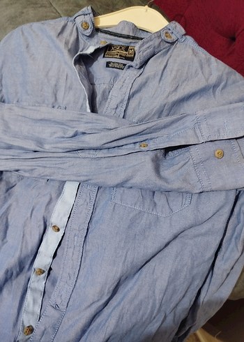 Mavi Denim Düğmeli Erkek Gömlek - Görsel 3