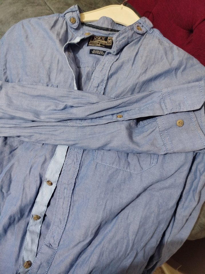 Mavi Denim Düğmeli Erkek Gömlek - Görsel 3