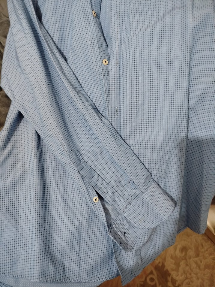 Mavi Düğmeli Kısa Kollu Erkek Gömlek - Görsel 2