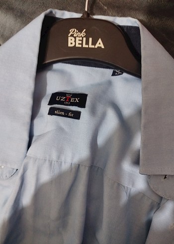 Düğmeli Erkek mavi Pamuklu Gömlek - Görsel 3