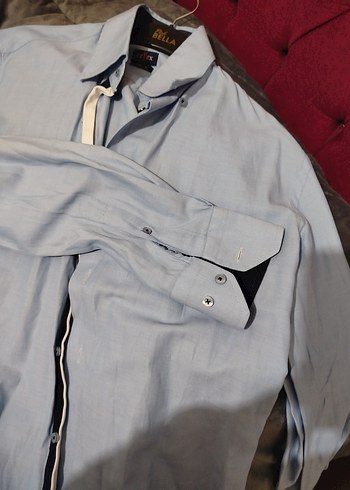 Düğmeli Erkek mavi Pamuklu Gömlek - Görsel 2