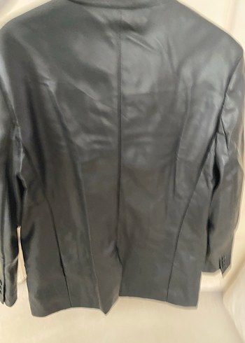 Düğmeli Siyah Deri Kadın Ceket - Görsel 5