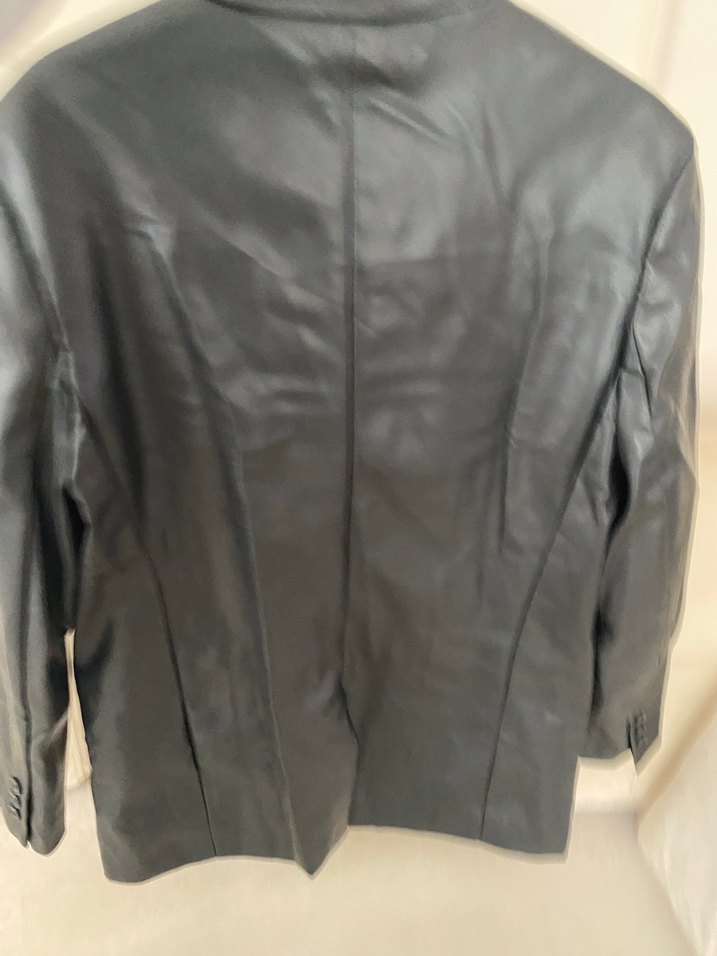 Düğmeli Siyah Deri Kadın Ceket - Görsel 5