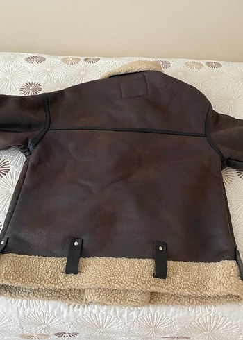 Zara Kürklü Kahverengi Deri Biker Ceket