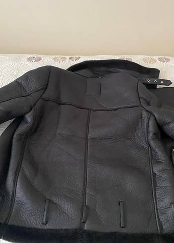 Zara Siyah Kürklü Deri Biker Ceket