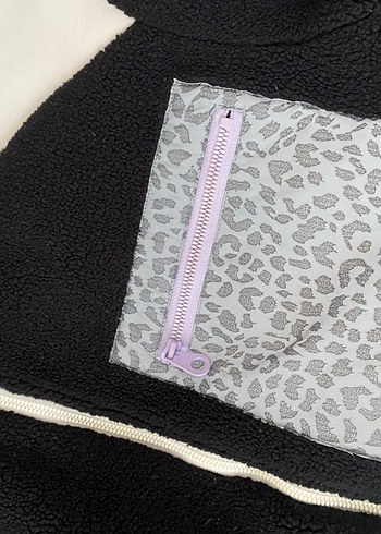 Kürk Detaylı Gri Yüksek Yakalı Kadın Ceket - Görsel 2