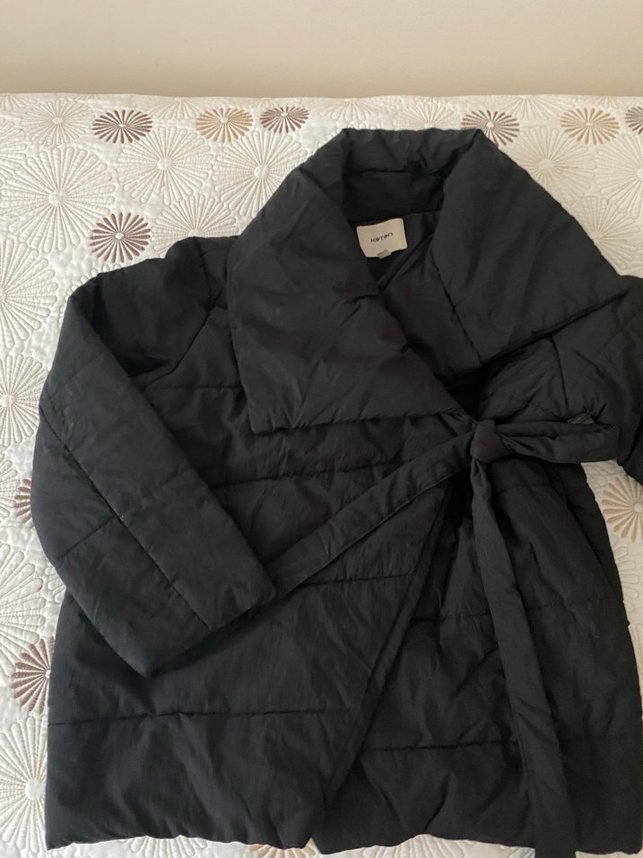 Kuşaklı Siyah Kadın Keten Ceket - Görsel 2