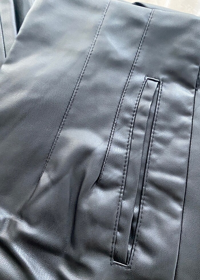 Yüksek bel deri pantolon - Görsel 2