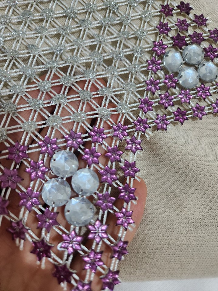 El İşlemeli Mor ve Beyaz peçetelik , örtü - Görsel 2