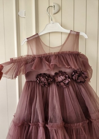 Mor Fırfırlı Kız Çocuk Abiye Elbise - Görsel 2